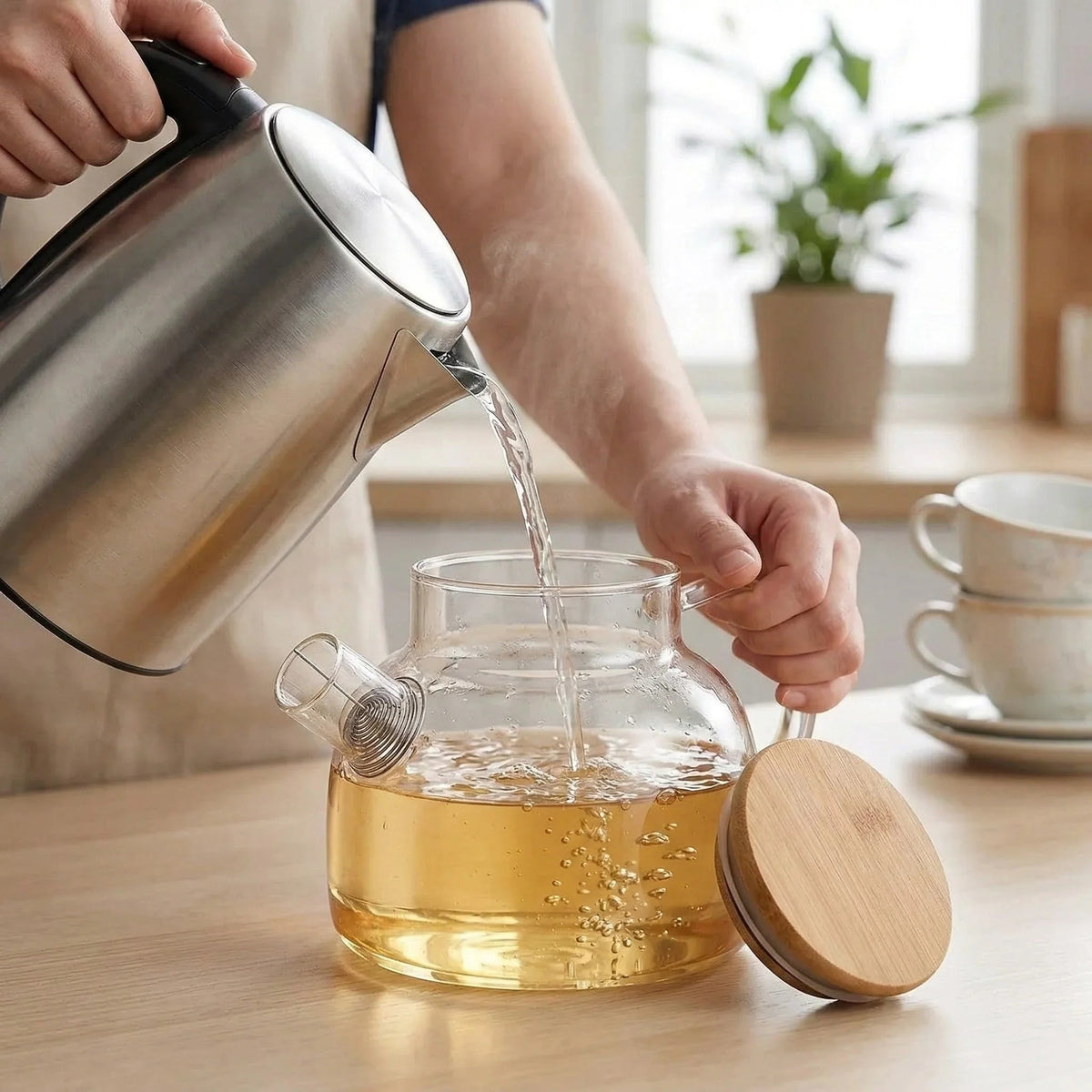 Chaleira de Vidro Resistente a Calor 1L