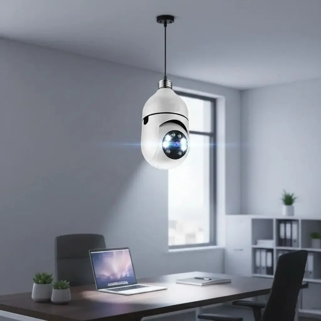 Câmera de Segurança 360 Graus Wi-Fi Full HD 1080p Com Gravador Microfone