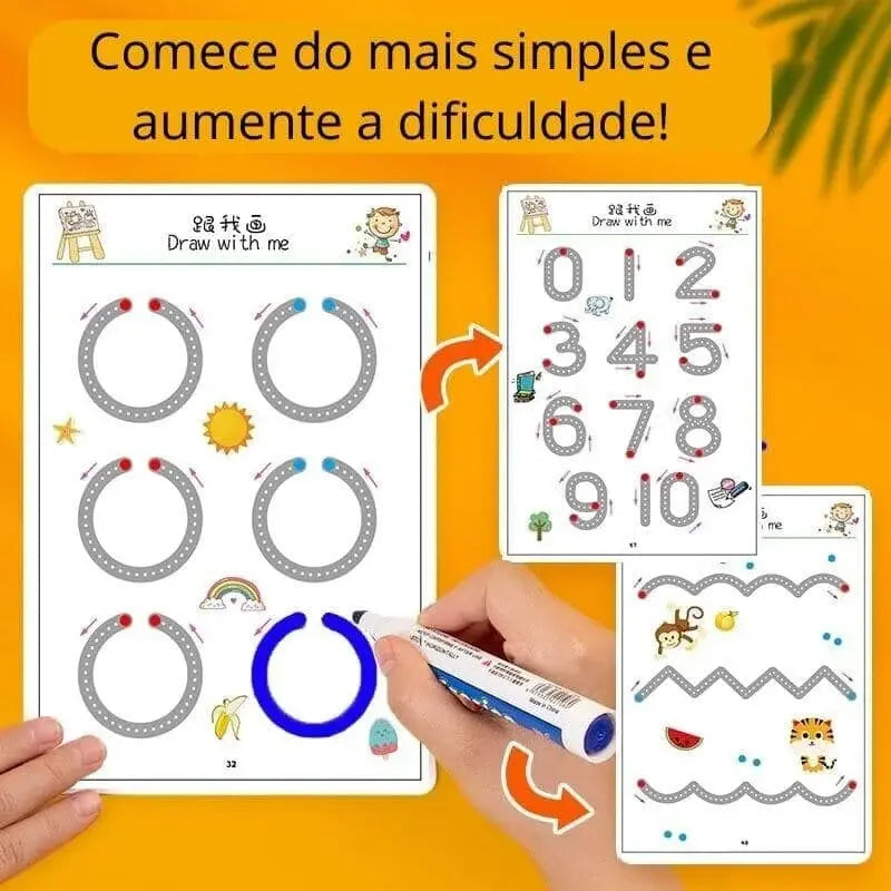 Caderno de Traço e Desenho Infantil com Tinta Apagável